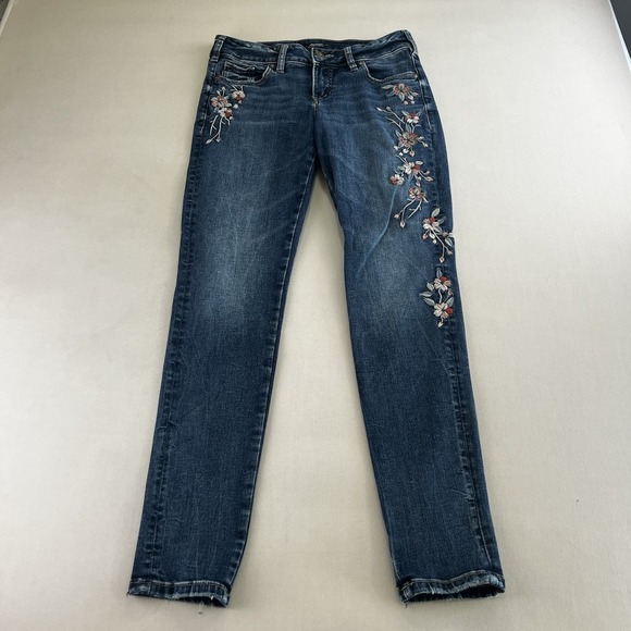 Silver Jeans Denim - Silver Jeans Womens SZ 27x31 Embroidered Elyse Skinny Low Rise Preppy Boho
